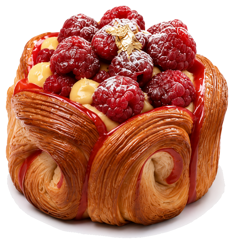 Sfoglia ripiena di crema e lamponi
