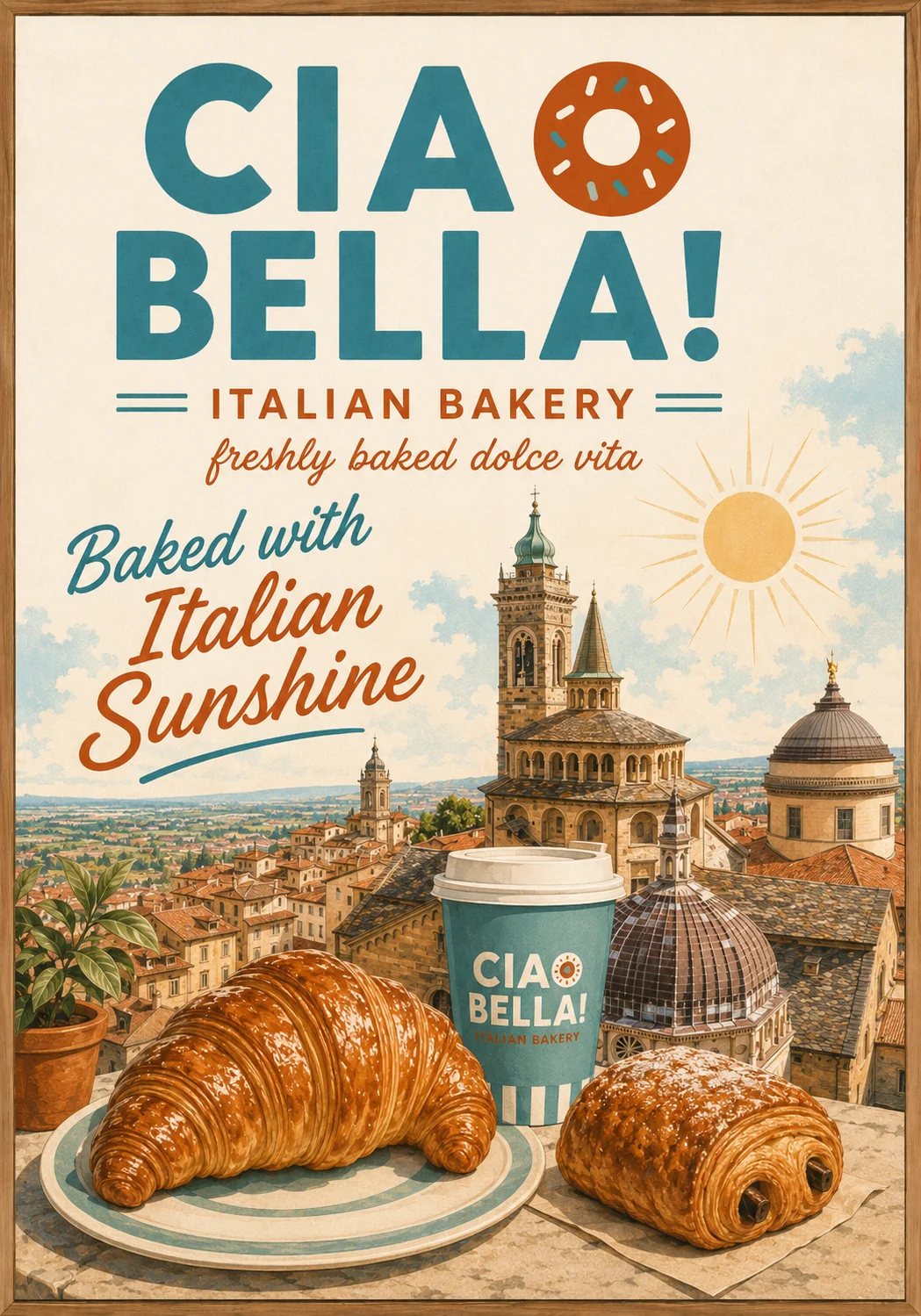 Poster Ciao Bella! Baked with Italian Sunshine
